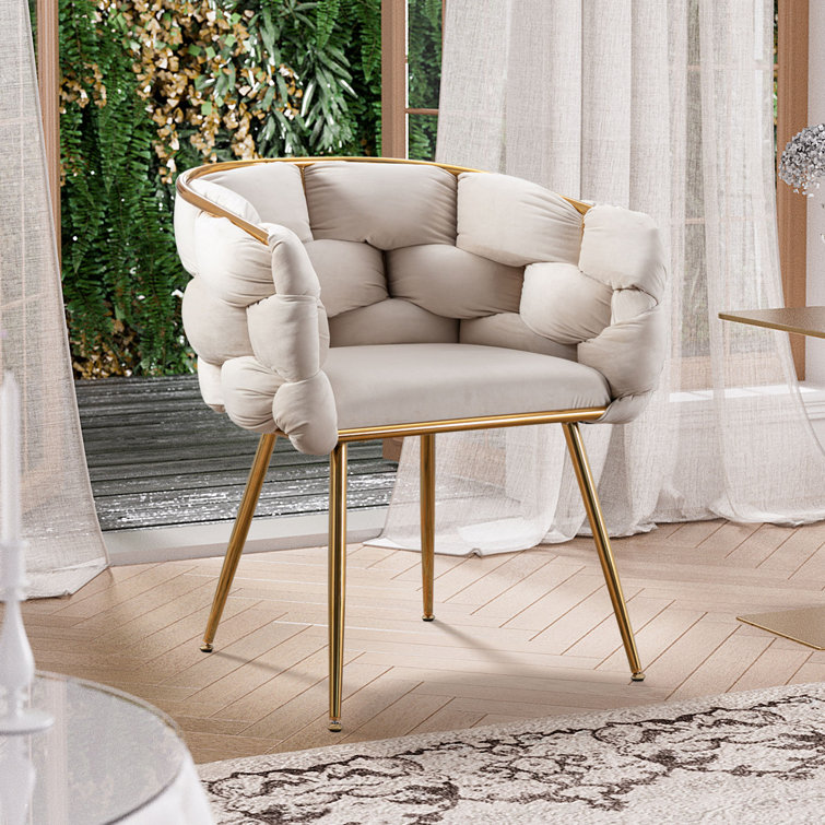 White velvet arm online chair